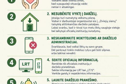 Tėvų veiksmų algoritmas paskelbus oro pavojų ugdymo metu